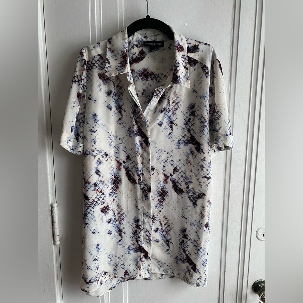 Cynthia Rowley Short Sleeve Button Up Blouse